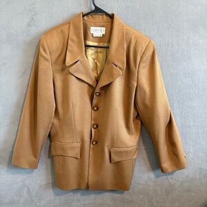 Women's Camel Caramel Blazer Jacket with Pleated Skirt Office